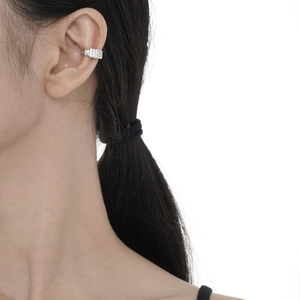 Minimalist S925 sterling silver ear bone cuff with micro-paved sparkling cubic zirconia