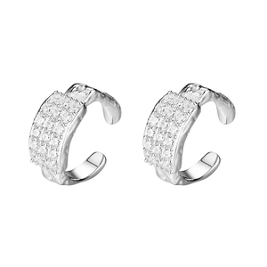 Sparkling S925 sterling silver multi-row zircon ear cuff wrap with a polished finish