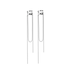 Manchette d'oreille en argent sterling S925 avec d'élégantes franges longues à double couche
