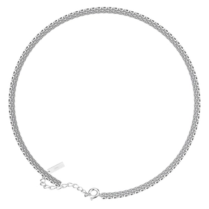 S925 sterling silver tennis necklace featuring row of cubic zirconia and spring clasp