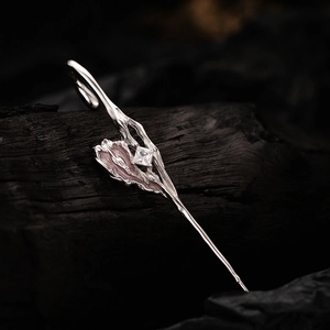 925 Sterling Silver Pink Heart Flower Branch Stud Earrings Rhinestone Sweet Cool Niche Design Jewelry For Women