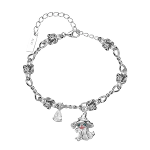 S925 sterling silver wizard ghost bracelet with pear-shaped zircon and twisted chain