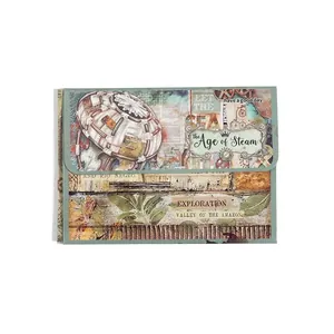 Retro Age of Steam junk journal papier met industrieel steampunk duikershelm patroon