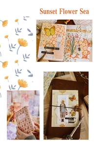Dettaglio di carte scrapbooking vintage Flower Diary con fiori, farfalle e citazioni