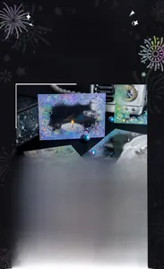 Detail of fireworks PET stickers with 3D laser silver foil stamping for journaling