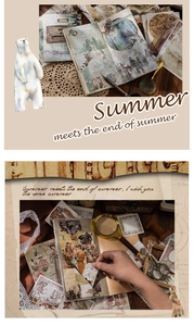 Λεπτομέρεια από vintage σετ scrapbooking με εικονογραφήσεις ζώων και ρετρό υφές