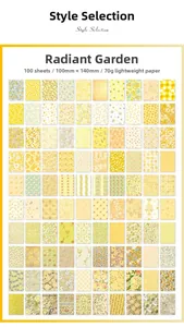 Vista piatta di 100 fogli di carta scrapbooking vintage con motivi botanici
