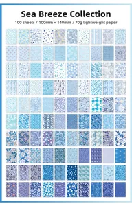 Griglia di 100 fogli di carta botanica blu vintage con texture floreali e stile rétro