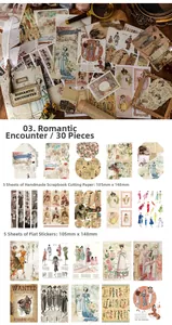Λεπτομέρεια vintage σετ scrapbooking με κομψά φλοράλ μοτίβα και ρετρό διακοσμητικά χαρτιά