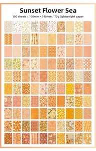 Griglia di 100 fogli per scrapbooking vintage con motivi floreali nei toni arancio