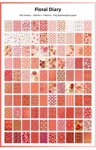 Griglia di 100 fogli di carta vintage con motivi botanici per scrapbooking e decorazione