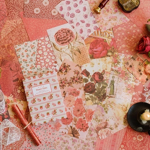 Set di carta scrapbooking vintage con 100 fogli di motivi floreali botanici