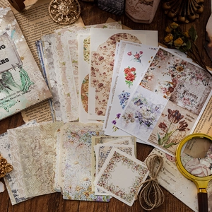 Vintage σετ scrapbooking με αντίκες χαρτί, πεταλούδες και δαντελωτά φλοράλ σχέδια