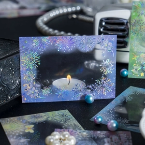 Holographic PET fireworks flower stickers for scrapbook journal decoration 10pcs
