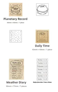 Détails de tampons en bois vintage pour la décoration de journaux et de calendriers