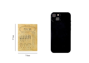 Detailed view of perpetual calendar wooden seal showing dimensions and moon phases