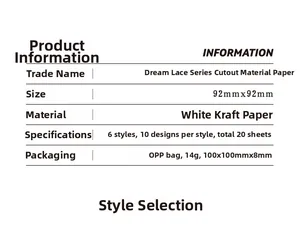 Detailed specifications for white kraft paper lace hollowed scrapbook material sheets