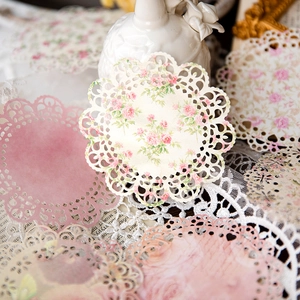 Dreamy floral lace paper set with hollow cutout designs for vintage scrapbooking