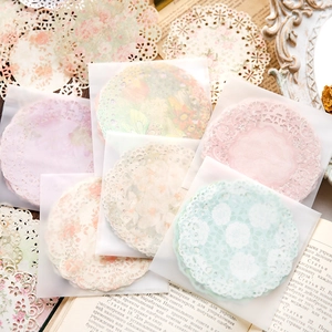 Lace paper set with floral wreath patterns for scrapbooking in retro aesthetic packaging