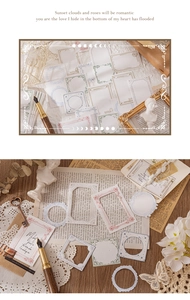 Detalle de marcos de papel con relieve vintage con diseños barrocos y motivos florales