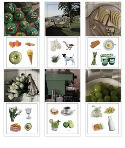 Detailed view of minimalist INS style stickers with spring life scenes and dessert motifs