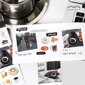 Aesthetic lifestyle sticker pack with realistic photography and food illustrations for journaling