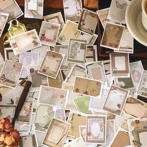 50 Blatt Vintage Scrapbooking Aufkleber Set Beschreibbares Papier Ästhetisch Botanisch Floral Deko Sticker Für Journal Planer DIY
