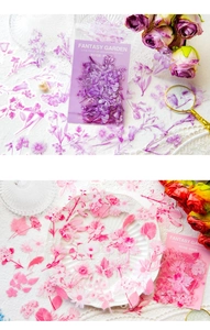 Macro shot of Dreamy Garden series floral PET stickers with vintage lace and accessories