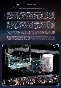 Detail of PET tape with starry sky patterns, crystal process finish, and die-cut design