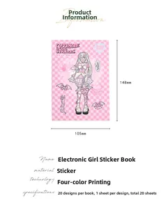 Detailoverzicht van maten en parameters van het Cyberpunk Girl serie stickerboek