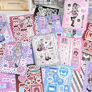 Y2K-stijl anime meisje stickerset voor het versieren van dagboeken en DIY knutselen