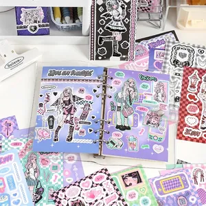 Gothic anime sticker set met transparante binder voor DIY journaling en decoratie