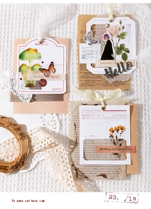 Détails de mémos évidés vintage avec dentelle rétro et illustrations botaniques scrapbooking