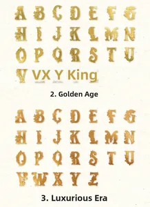 Close-up of vintage gold foil alphabet stickers for scrapbooking with embossed details