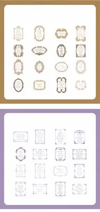 Detailed view of vintage European decorative frame stickers with English poetry and quotes