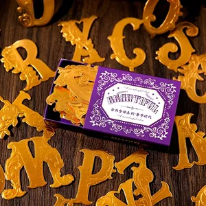 Vintage Baroque Gold Bronzing Alphabet Material Paper 52Pcs 3D Embossed Letter Stickers For DIY Scrapbooking Journal Decoration