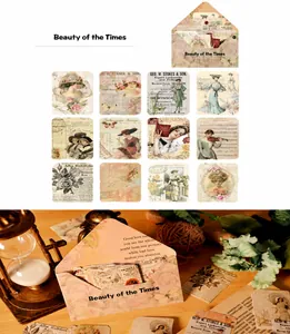Détails d'autocollants rétro avec portraits victoriens et motifs de fleurs botaniques