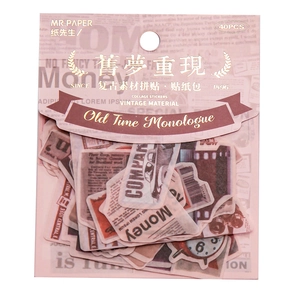 Pack de 40 pegatinas vintage para scrapbooking con diseños de coches retro y periódicos