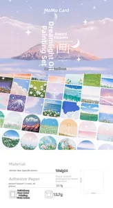 Detail of 45pcs healing oil painting stickers featuring landscapes and floral scenery