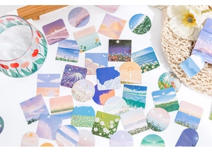 Detailed aesthetic landscape oil painting stickers for scrapbooking and DIY crafts