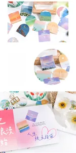 Detail of aesthetic oil painting stickers featuring sunset and ocean scenery for journaling