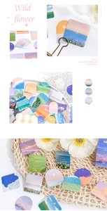 Detailed view of aesthetic oil painting stickers featuring landscapes and floral designs
