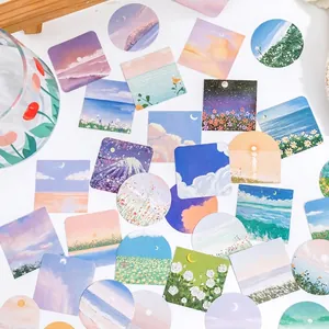 Moonlight Oil Painting Series Stickers Boxed INS Style Aesthetic Landscapes Flowers Scenery For Scrapbooking DIY Journaling Decoration
