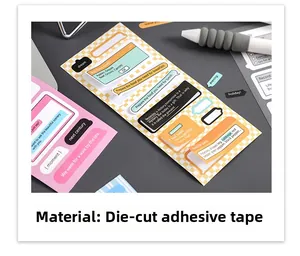 Detail view of die-cut adhesive stickers with geometric patterns for DIY planners