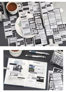 Close-up of Information Age bubble dialog stickers for DIY journal and stationery decoration
