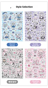 Detail view of four sets of anime girl stickers with musical and fairy themes