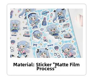 Matte finish anime girl stickers with musical elements for DIY planner decoration