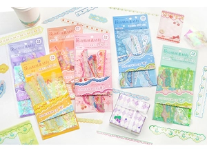 Lace-style decorative stickers in multiple colors for DIY journaling and crafts