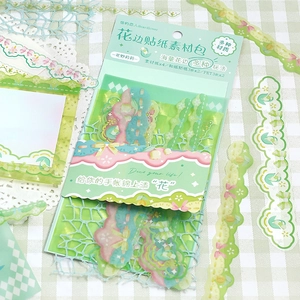 Floral stationery sticker pack with lace borders for vintage scrapbooking decoration