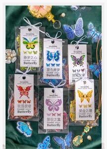 Detail of 30pcs vintage jewel-style crystal butterfly stickers for DIY scrapbooking decor